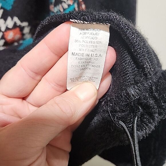 Bear Ridge Dreamcatcher Jacket Men's L Black Fleece Full Zip Native American Vin - Picture 6 of 14